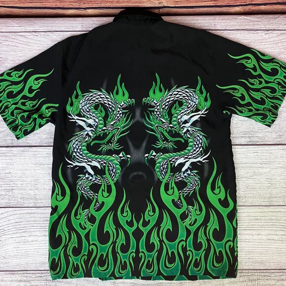 Vintage Y2k Dragons & Flames Button Up Shirt - Picture 6 of 6